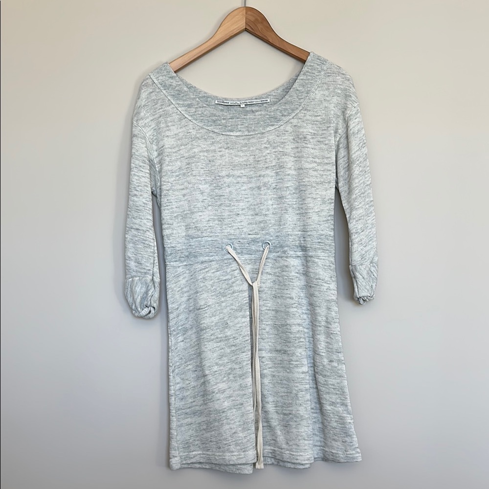 Anthropologie Gray Tie Front Sheath Dress